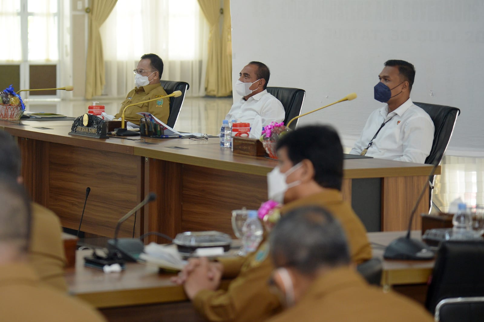 Gubernur Sumatera Utara (Sumut) Edy Rahmayadi mengisi materi Kuliah Kerja Dalam Negeri (KKDN) Sekolah Staf dan Pimpinan Tinggi (Sespimti) Polri ke-30 secara virtual di Aula Tengku Rizal Nurdin, Rumah Dinas Gubernur, Jalan Sudirman Nomor 41, Medan, Senin (2/8/2021).