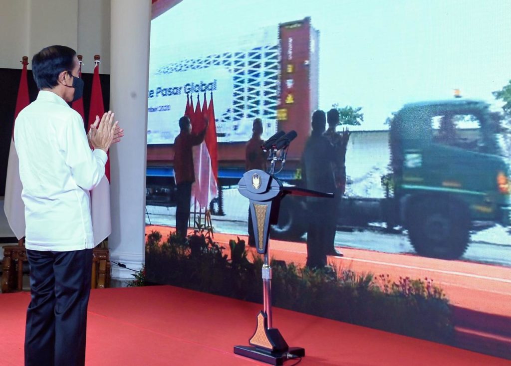 Presiden Joko Widodo saat meresmikan Pelepasan Ekspor ke Pasar Global Tahun 2020, Jumat (4/12/2020) secara virtual dari Istana Kepresidenan Bogor, Jawa Barat. (Foto: Biro Pers Setpres/Rusman)