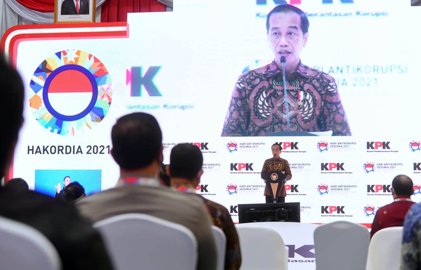 Presiden Jokowi pada Peringatan Hari Antikorupsi Sedunia 2021, di Gedung Merah Putih KPK, Jakarta, Kamis (09/12/2021) pagi. (Foto: BPMI Setpres/Muchlis Jr)