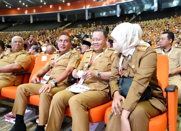 Gubernur Sumatera Utara (Sumut) Edy Rahmayadi menghadiri Rapat Koordinasi Nasional (Rakornas) Pimpinan Daerah dan Forum Koordinasi Pimpinan Daerah (Forkopimda) tahun 2023 di Sentul International Convention Center, Selasa (17/01/2023).
