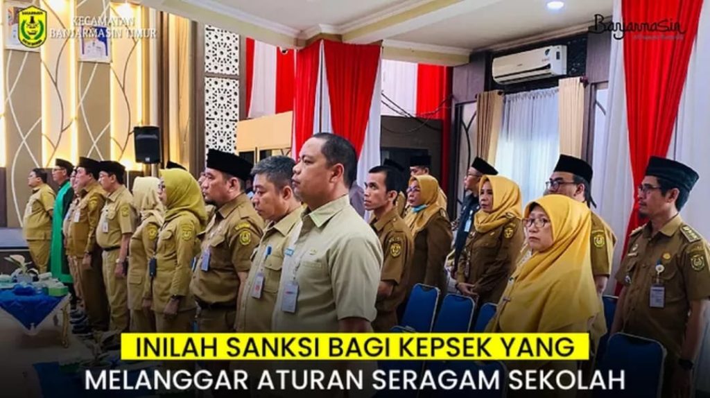 Ilustrasi: Kepala sekolah disanksi gegara tak taat aturan seragam dari Kemdikbud (timur.banjarmasinkota.go.id diedit photopea)