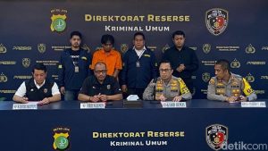 Polisi menggelar konferensi pers terkait kasus mutilasi wanita di Muara Baru, Jakarta Utara. (Wildan Noviansah/detikcom)