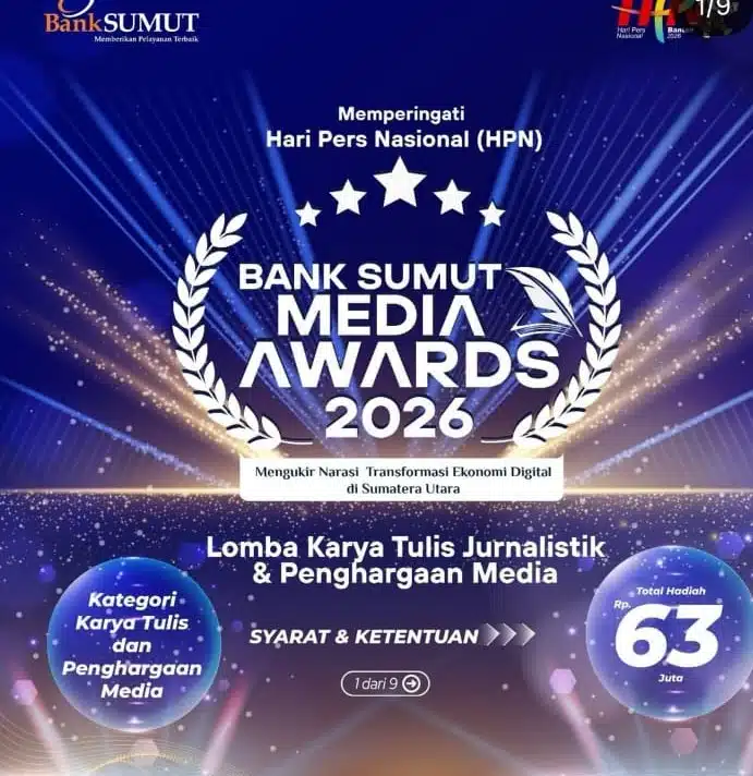 Momen Hari Pers Nasional (HPN) 2026 Bank Sumut mengundang seluruh Jurnalis aktif wilayah Sumatera Utara untuk ikut lomba karya tulis.