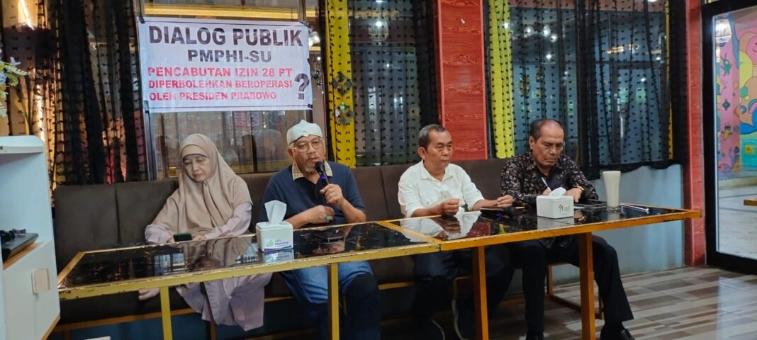 Pandangan kritis dalam diskusi publik bertajuk “Pencabutan Izin 28 Perusahaan Diperbolehkan Beroperasi oleh Presiden Prabowo”. kesimpulan diskusi cikal bakal melahirkan 5 petisi, diskusi ini digelar di Jalan Stadion No. 17, Kelurahan Teladan Barat, Kecamatan Medan Kota, Selasa (10/2/2026).
