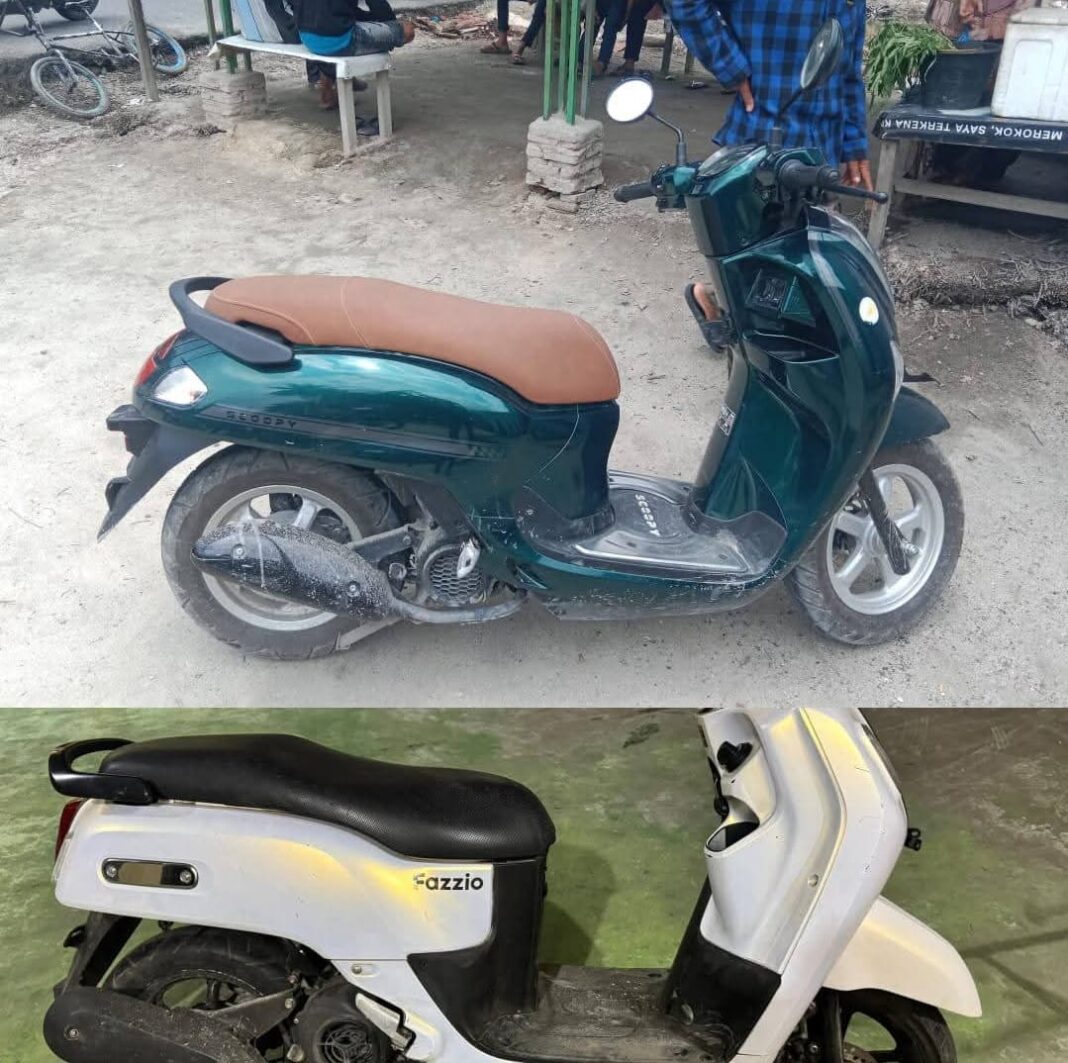 Petugas Satreskrim Polres Tanjung Balai memperlihatkan sejumlah barang bukti hasil pengungkapan kasus pencurian dengan kekerasan di kawasan Ujung Tanjung.