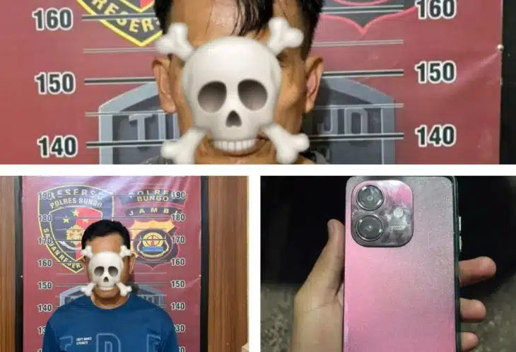 Dua pelaku pencurian berinisial J (52) dan B (38) berhasil diamankan Tim GUNJO Sat Reskrim Polres Bungo usai terlibat aksi pencurian berulang di wilayah Kecamatan Bathin III, Kabupaten Bungo, Selasa (21/4/2026) malam. (dok foto tribratanews.jambi)