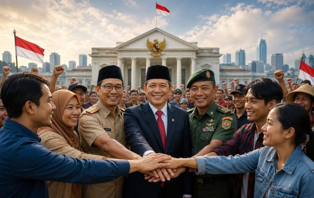 foto ilustrasi: negara dan pemerintah bersama rakyat. mengisyaratkan Empat 
