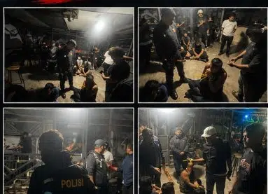 Petugas Polres Karo dan BNNK Karo melakukan razia di Cafe Gondrong, Dusun Sembekan, Desa Lau Pengulu, Kecamatan Mardingding, Kabupaten Karo, Sabtu (22/8/2026). Dalam razia tersebut, tiga pria diamankan bersama delapan butir diduga ekstasi dan sejumlah barang lainnya. (Foto Dok. Humas Polda Sumut)