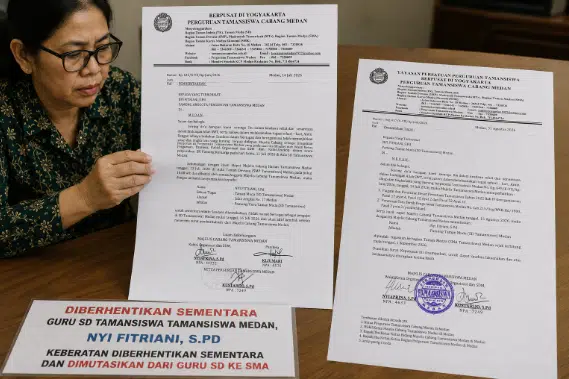 Foto ilustrasi: Diberhentikan Sementara Guru SD Tamansiswa Tamansiswa Medan, Nyi Fitriani, S.Pd Keberatan Diberhentikan Sementara dan sekarang Dimutasikan dari Guru SD ke SMA.